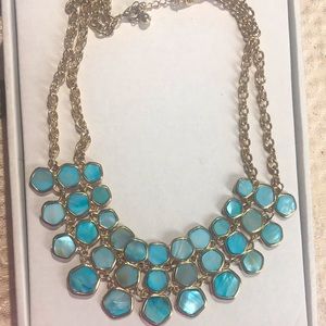 Turquoise shell bib necklace